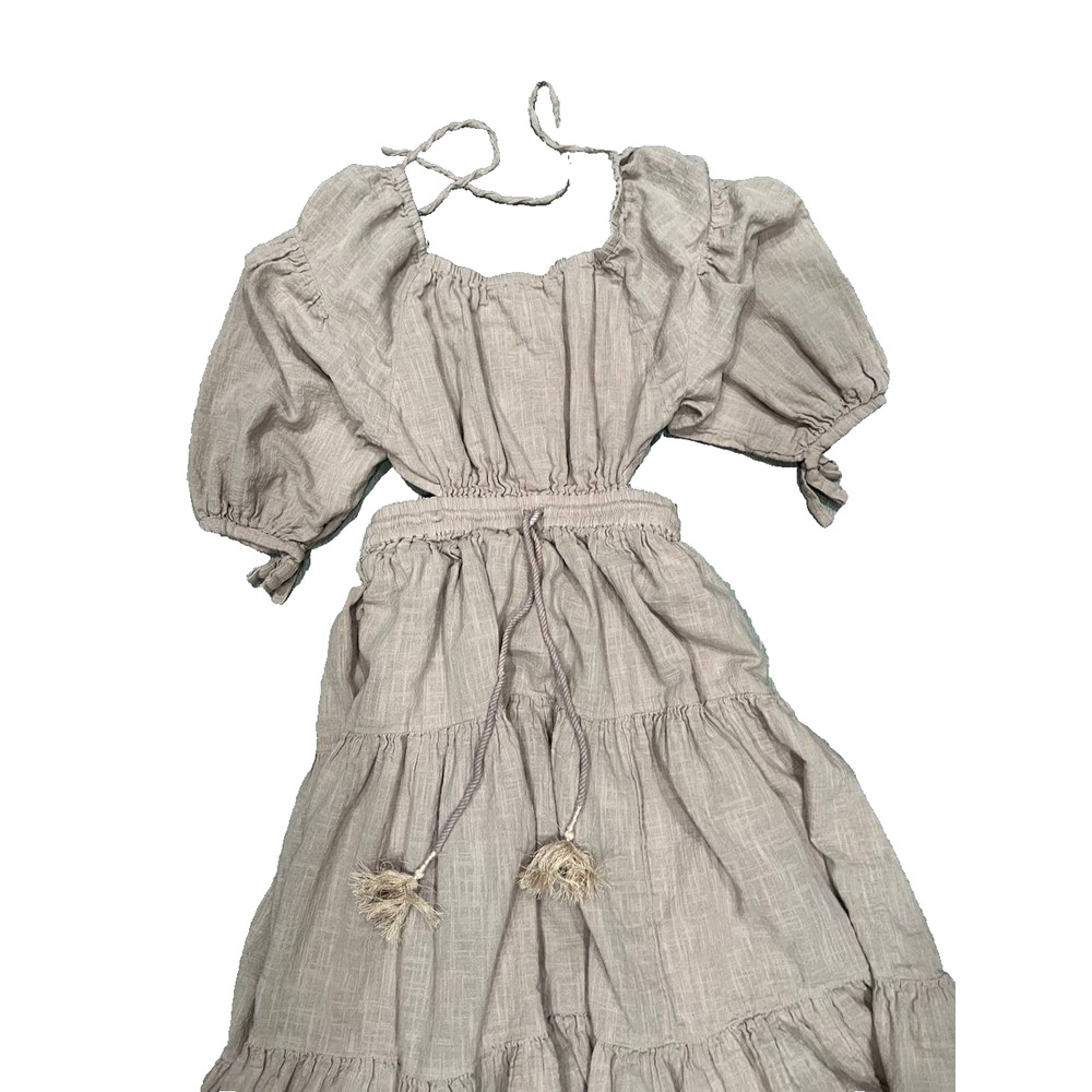 Free People Ibiza Sun FREE-EST Dress Maxi Taupe Size Medium A003590 - Picture 4 of 12